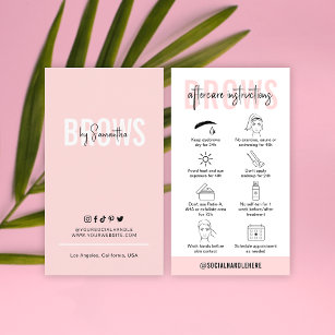 Brows Aftercare Instructions Feminine Pink PMU Business Card