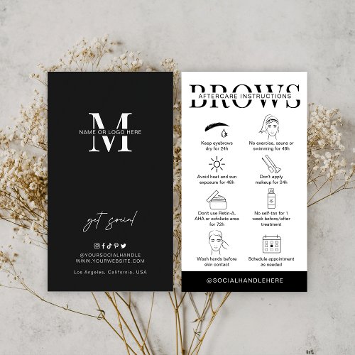  Brows Aftercare Instructions Minimalist Logo Business Card