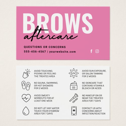  Brows Aftercare PMU Brow Instructions Card