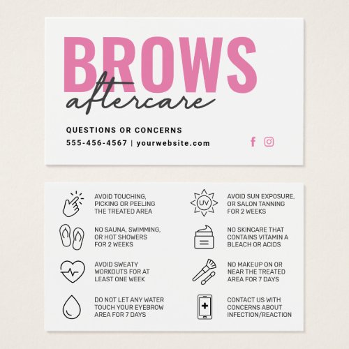  Brows Aftercare PMU Brow Instructions Card