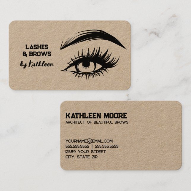 Brows and Lashes Kraft Business Card (Front/Back)