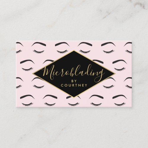 Brows and Lashes Microblading PinkBlackGold Business Card