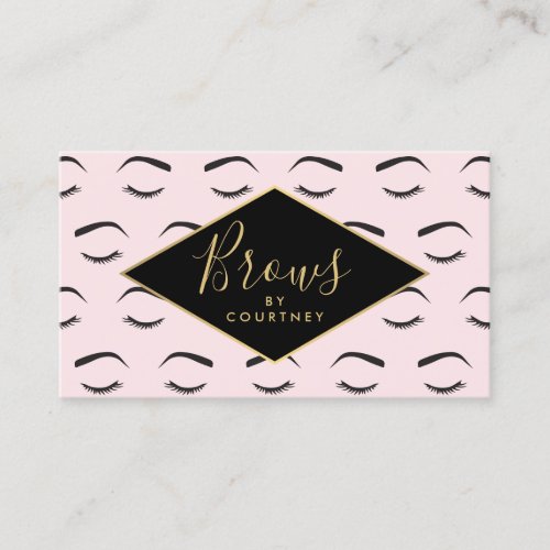 Brows and Lashes Pattern PinkBlackGold Business Card