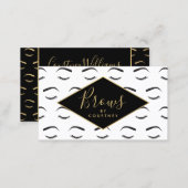 Brows and Lashes Pattern White/Black/Gold Business Card (Front/Back)