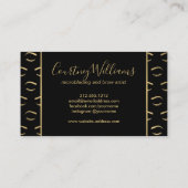 Brows and Lashes Pattern White/Black/Gold Business Card (Back)