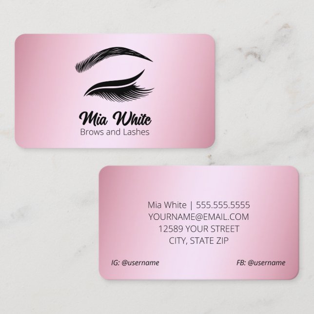 Brows and Lashes Rose Gold Business Card (Front/Back)