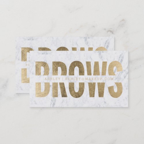 Brows cut out modern faux gold typography marble business card
