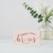 Brows Eyebrow Salon Microblading Blush Pink Business Card (Standing Front)