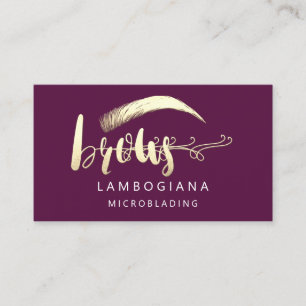 Brows Golden Logo Microblade Gold Purple Social  Business Card