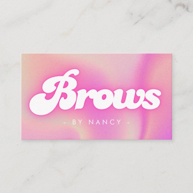 Brows Groovy Retro Pink Business Card (Front)