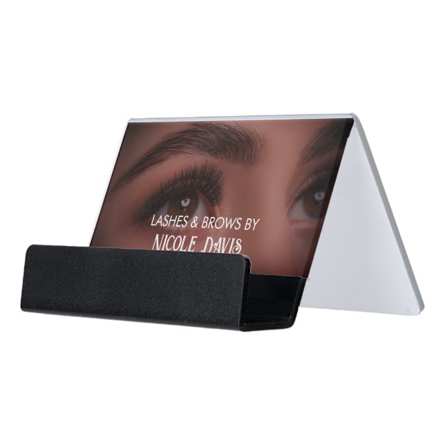 Brows & Lashes Tech Business Card Desk Business Card Holder (Angled Front)