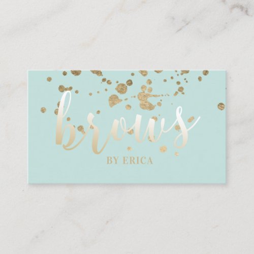 Brows Makeup Artist Modern Mint  Gold Business Card