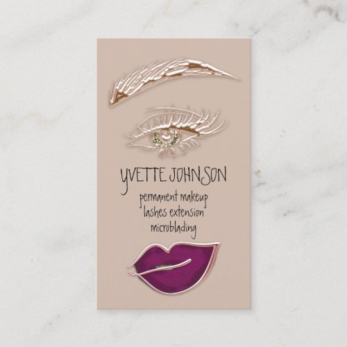 Brows Makeup Logo QRCode Berry Lip Gold lash Skinn Business Card