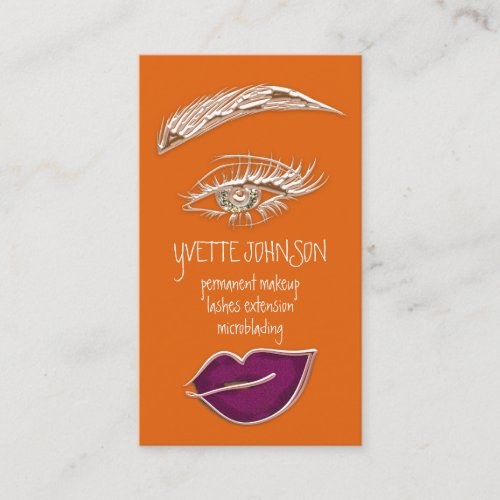 Brows Makeup Logo QRCode Berry Lip Gold Lashes Business Card