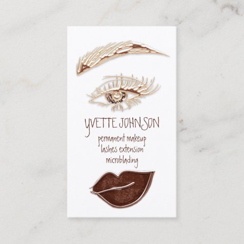 Brows Makeup Logo QRCode Logo Rose Gold Eyelash  Business Card