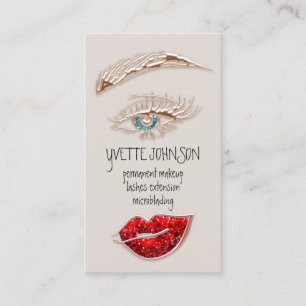 Brows Makeup Logo QRCode Red Lip Skin Eyelashes Business Card