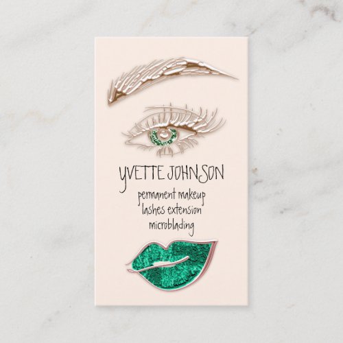 Brows Makeup Logo QRCode Rose Berry Lip Saphire  Business Card