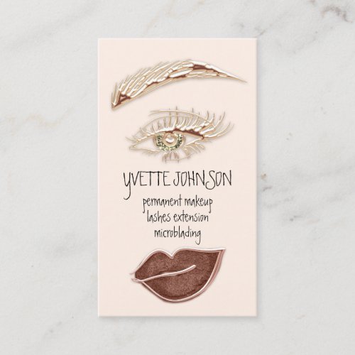 Brows Makeup Logo QRCode Rose Skinn Gold Eyelash Business Card