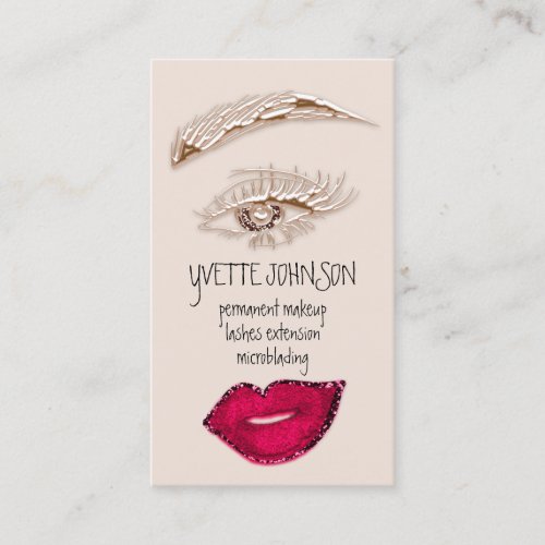 Brows Makeup QRCode Logo Red Lip Skinny Eyelash Business Card