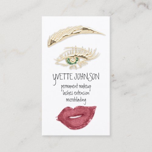 Brows Makeup QRCode Logo Rose Lips Gold Eyelash  Business Card