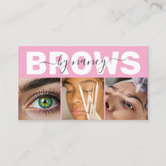 Brows Photo Qr Code Logo Blush Pink Business Card