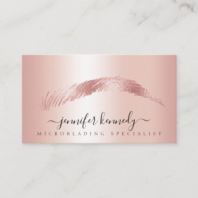 Brows Specialist Rose Gold Foil Metallic Modern Business Card (Front)