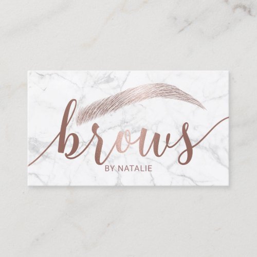 Brows Typography Eyebrow Salon Microblading Marble Business Card