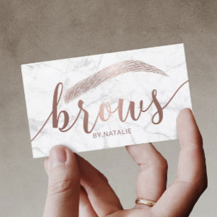 Brows Typography Eyebrow Salon Microblading Marble Business Card