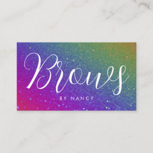 Brows Typography Rainbow Glitter  Business Card