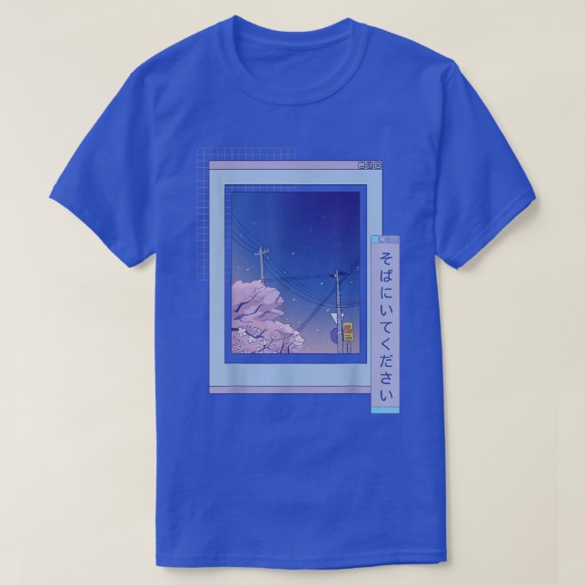 Browser Sakura Cute Anime Vaporwave Japanese Night T-Shirt (Design Front)