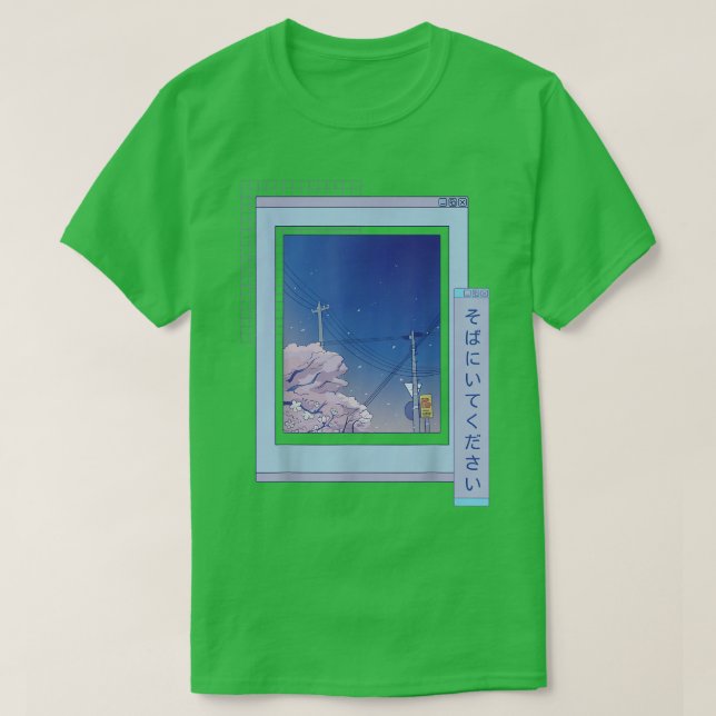 Browser Sakura Cute Anime Vaporwave Japanese Night T-Shirt (Design Front)