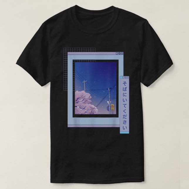 Browser Sakura Cute Anime Vaporwave Japanese Night T-Shirt (Design Front)