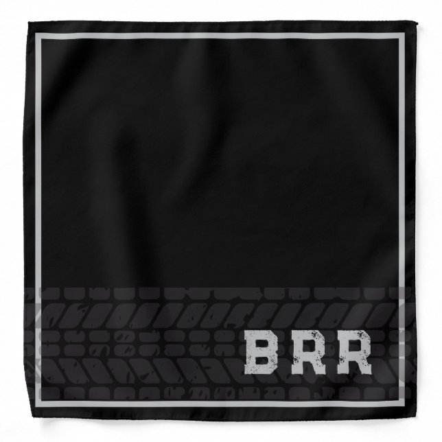 BRR logo Black Gray Lettering w/Tire Mud Tracks Bandana (Front)