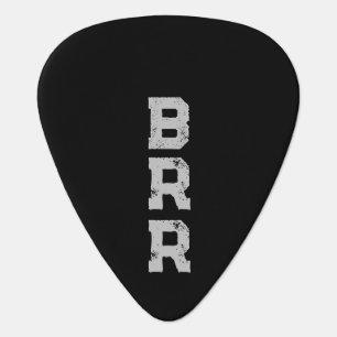 BRR Logo Gray Lettering Black Background Guitar Pick