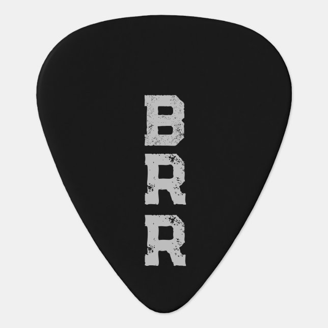 BRR Logo Gray Lettering Black Background Guitar Pick (Front)