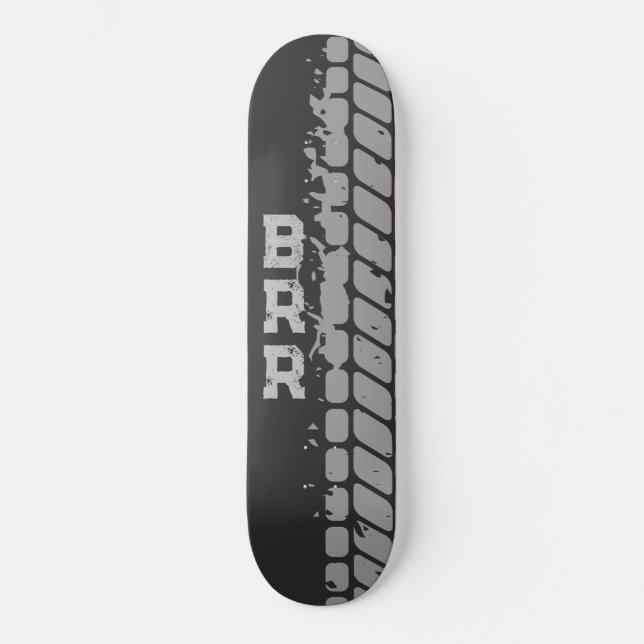 BRR Logo Gray Lettering Tire Treads Skateboard (Front)