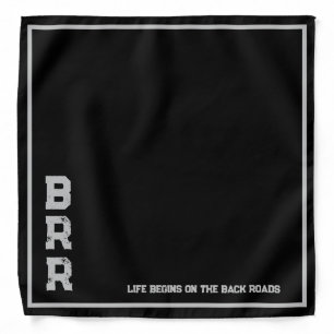 BRR logo & Slogan Black Gray Lettering Bandana