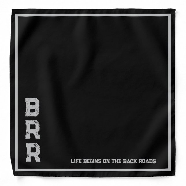 BRR logo & Slogan Black Gray Lettering Bandana (Front)