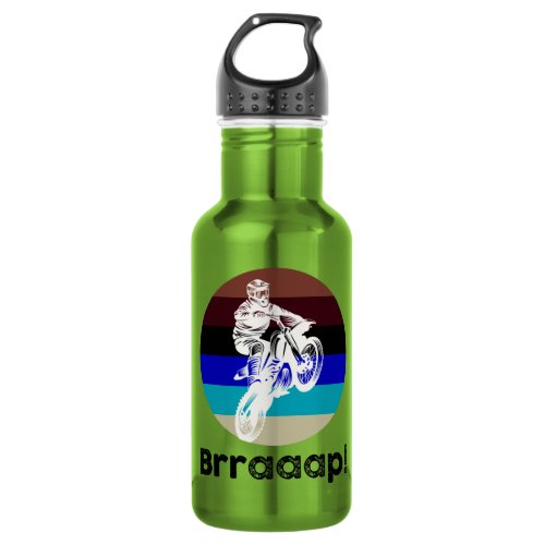 Brraaap Funny Dirt Bike Motocross Design Stainless Steel Water Bottle