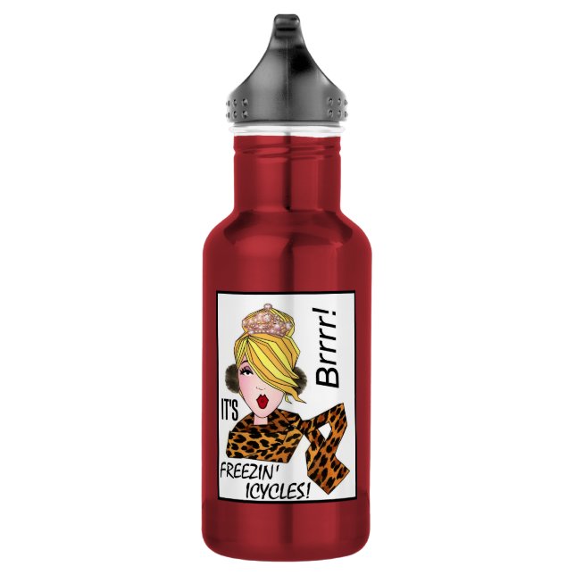 "Brrr! - It's Freezin' Icycles!" Stainless Steel Water Bottle (Right)