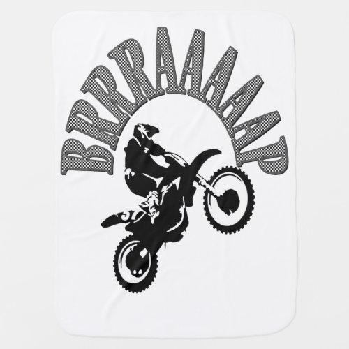 Brrraaaaap Checkered Flag Moto Language Baby Blanket