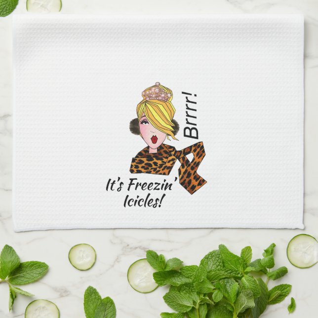 “Brrrr - It’s Freezin’ Icicles!” Kitchen Towel (Folded)