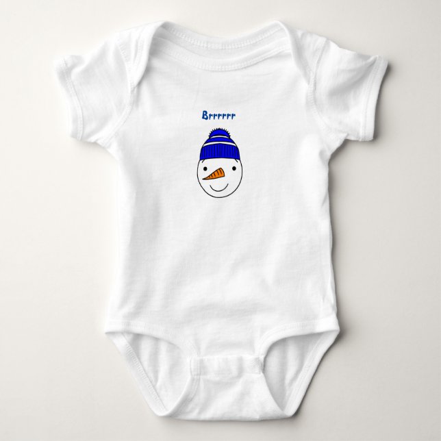 Brrrrrr Snowman with Blue Hat Baby Bodysuit (Front)