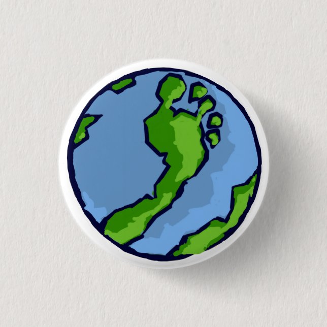 BRS Artsy Green Foot Globe Round Pinback Button (Front)