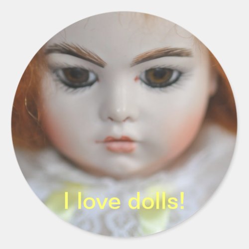 Bru Jumeau Doll Antique photograph Classic Round Sticker