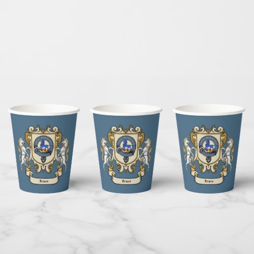 Bruce Clan Badge Blue Personalized Paper Cups