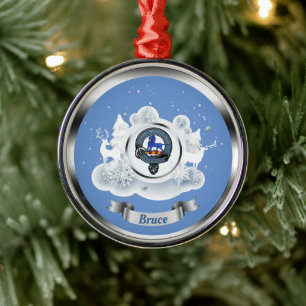 Bruce Clan Badge in Winter Scene Xmas Metal Ornament