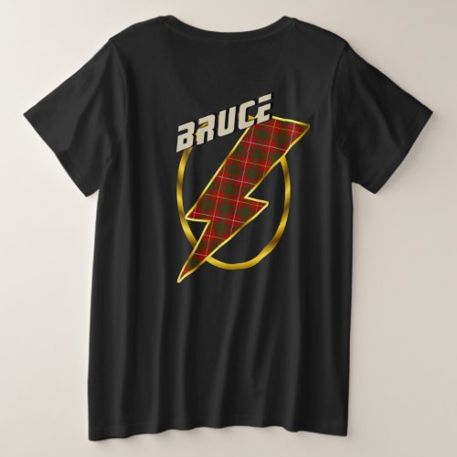 Bruce Clan Badge  Lightning Bolt Tartan T_Shirt