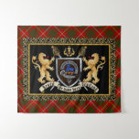 Bruce Clan Badge &amp; Motto W/lions  Tapestry at Zazzle