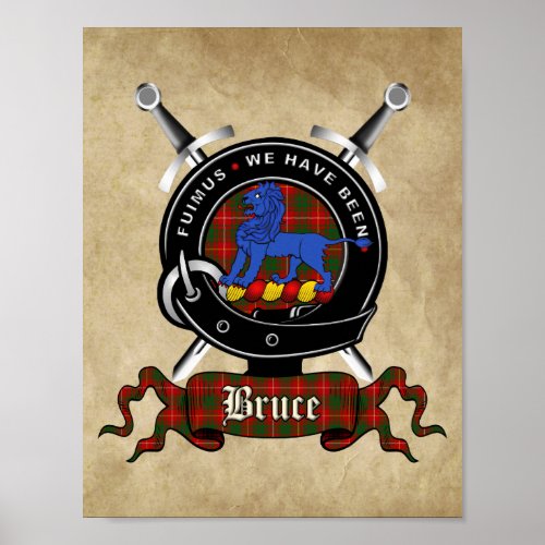 Bruce Clan Badge  Tartan 85x11 Poster
